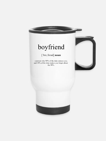 Boyfriend (Freund) Definition Dictionary - Thermobecher mit Tragegriff - Weiß