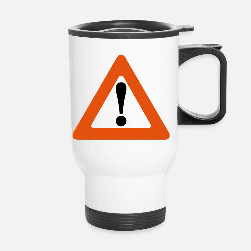 panneau danger icone exclamation triangle - Tasse isotherme avec poignée - blanc