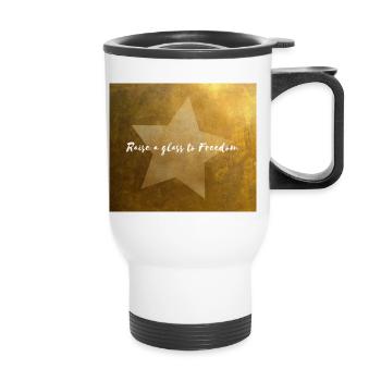 Raise A Glass to Freedom - Thermal mug with handle - white - Front
