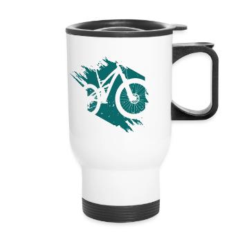 VTT vélo sans texte bleu-vert - Tasse isotherme avec poignée - blanc - Devant