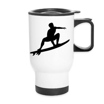 Surfeur, Surfing Silhouette - Tasse isotherme avec poignée - blanc - Devant