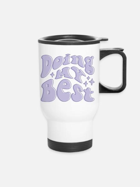 Doing My Best violett - Thermobecher mit Tragegriff - Weiß