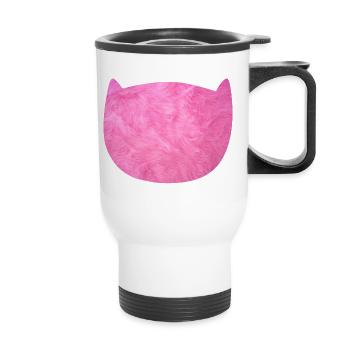 Cat Fluffy Fur Fur pink Fan Cat Love - Thermal mug with handle - white - Front