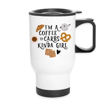 Coffee and carbs kinda girl - Thermal mug with handle - white - Front