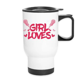 This Girl Loves Lacrosse Lacrosse Woman Player - Thermobecher mit Tragegriff - Weiß - Vorne