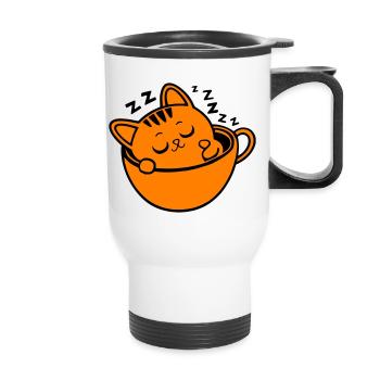 chat kawaii cofee - Tasse isotherme avec poignée - blanc - Devant