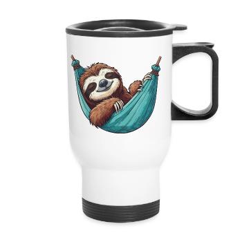 Sloth sleeping in hammock pajamas - Thermal mug with handle - white - Front