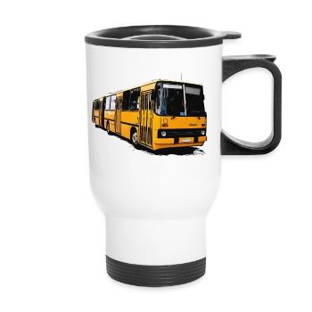Gelber Ikarus Bus Z80 - Thermobecher mit Tragegriff - Weiß - Vorne