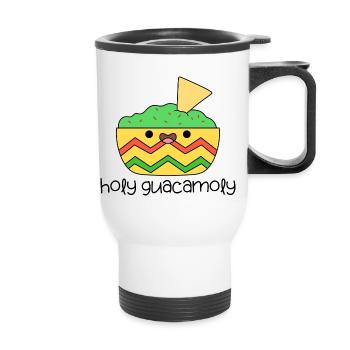 holy guacamoly cute kawaii mexican food - Thermal mug with handle - white - Front