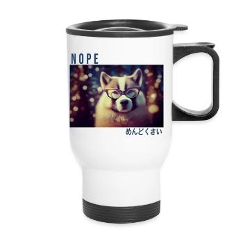 A Grumpy Pup's Winter Wonderland - Thermal mug with handle - white - Front