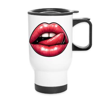 Sexy Lips - Pink Lips - Thermal mug with handle - white - Front