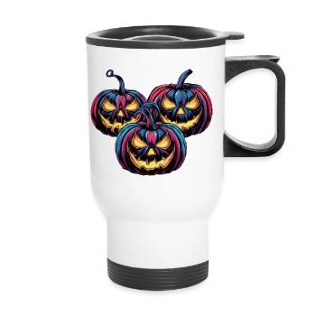 Kürbis - Halloween Design - Thermobecher mit Tragegriff - Weiß - Vorne