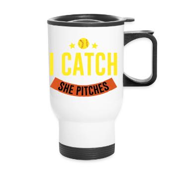 I Catch She Pitches 4 - Thermobecher mit Tragegriff - Weiß - Vorne