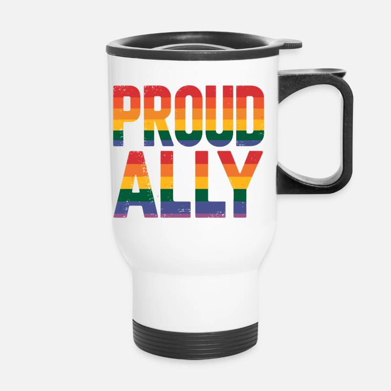 Proud Ally: Stolzer Verbündeter - Thermobecher mit Tragegriff - Weiß