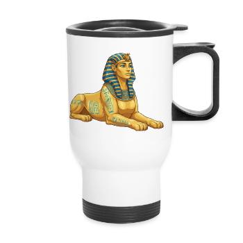 Goldene Sphinx mit Hieroglyphen - Thermobecher mit Tragegriff - Weiß - Vorne