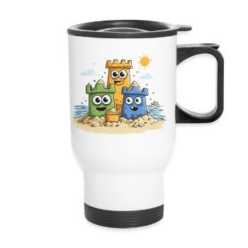 Sandbox heroes on the beach - Thermal mug with handle - white - Front