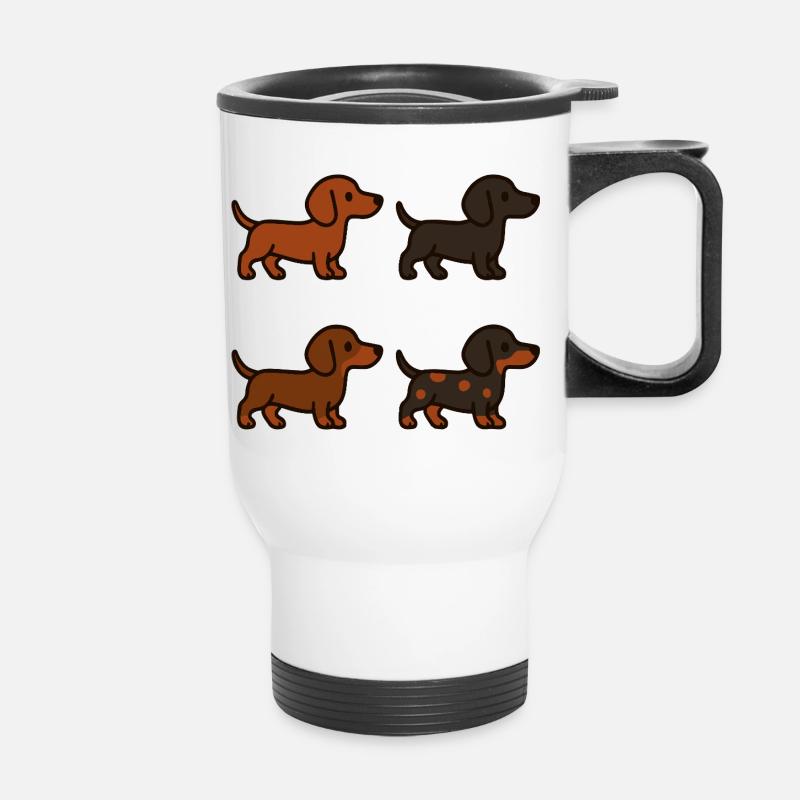 Ensemble d’illustrations de teckel mignon - Tasse isotherme avec poignée - blanc