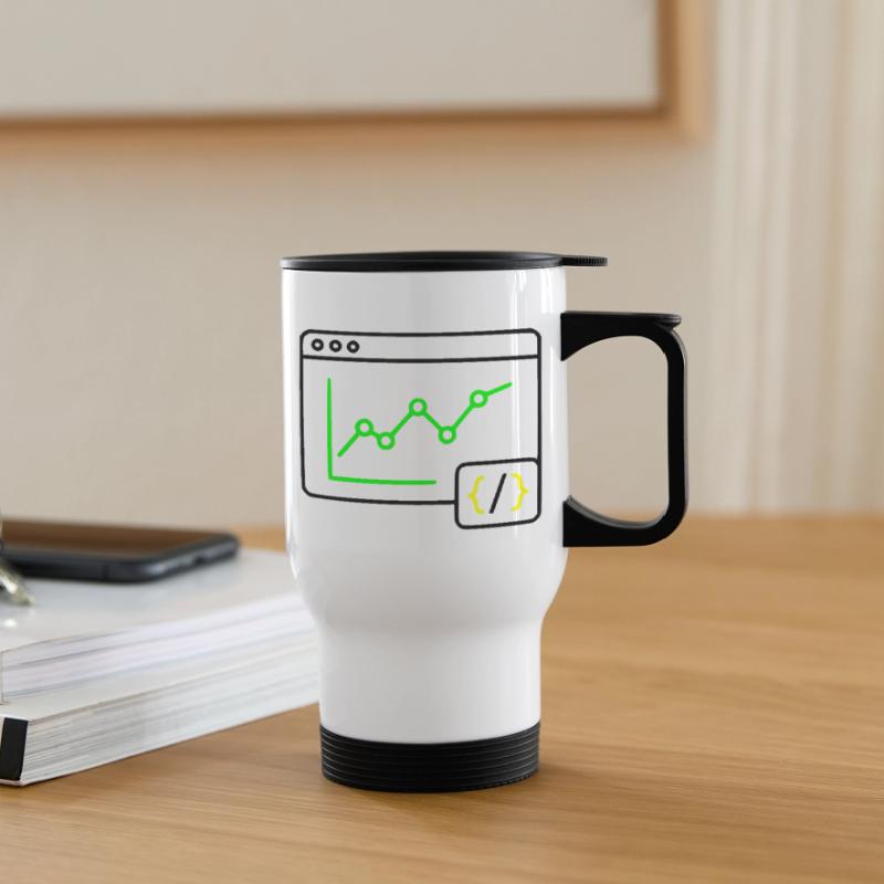 Web Analyse Chart Coding Browser Vektor Thermobecher mit Tragegriff