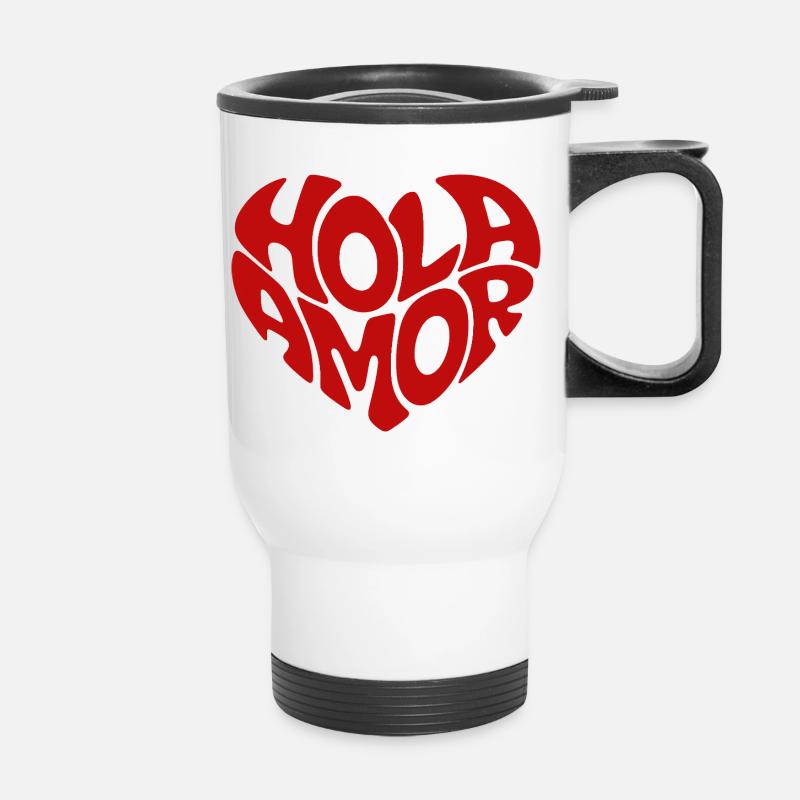 Hola Amor Retro Red Heart Love - Thermobecher mit Tragegriff - Weiß