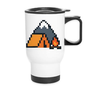 Pixel Schlaffuchs Mondnacht - Thermobecher mit Tragegriff - Weiß - Vorne