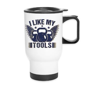Accros à la salle de sport J’aime mes outils Calisthénique Fitness - Tasse isotherme avec poignée - blanc - Devant