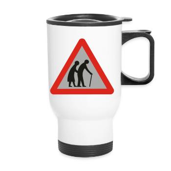 old folks - Thermal mug with handle - white - Front