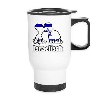 Küss mich Israelisch Geschenk - Thermobecher mit Tragegriff - Weiß - Vorne