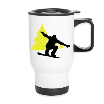 snowboarder trees - Thermobecher mit Tragegriff - Weiß - Vorne