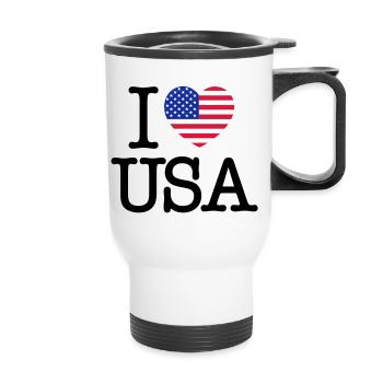 I love USA - Thermal mug with handle - white - Front