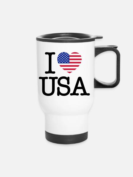 I Love USA - Thermobecher mit Tragegriff - Weiß