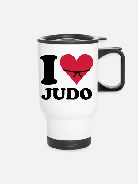 i love judo - Thermobecher mit Tragegriff - Weiß