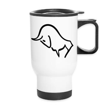 charging bull - Thermal mug with handle - white - Front