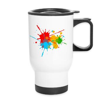 Ink, Paint, Color, Splashes, Splatter, Colour, Fun - Thermal mug with handle - white - Front