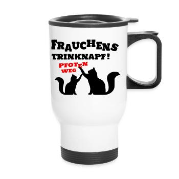 Frauchens Trinknapf ! - Thermobecher mit Tragegriff - Weiß - Vorne