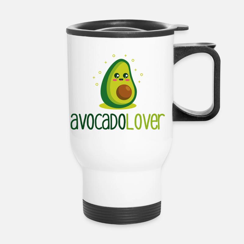 Avocado Lover - Avocado-Liebhaber - Thermobecher mit Tragegriff - Weiß