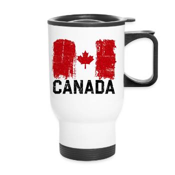 Grunge Canada Flag Maple Leaf Art - Thermal mug with handle - white - Front