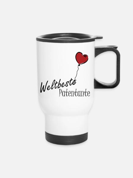 Weltbeste Patentante - Thermobecher mit Tragegriff - Weiß