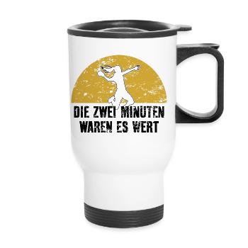 HANDBALL HANDBALLER ZWEI MINUTEN FOUL - Thermobecher mit Tragegriff - Weiß - Vorne