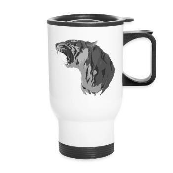 tiger head - Thermal mug with handle - white - Front