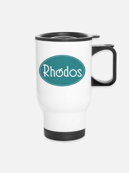 Rhodos Insel Retro Logo - Thermobecher mit Tragegriff - Weiß