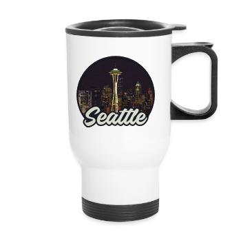 Seattle Cityscape - Thermal mug with handle - white - Front