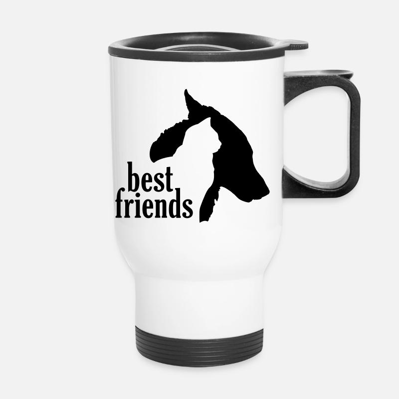 Chien Chat Meilleurs Amis Fidèle Compagnon Compagnon - Tasse isotherme avec poignée - blanc