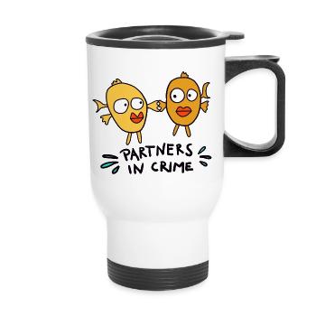 Partenaires dans le crime - Tasse isotherme avec poignée - blanc - Devant