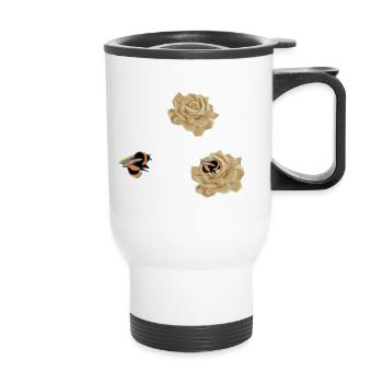 Abeille aimant les roses - Tasse isotherme avec poignée - blanc - Devant