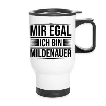 Mir egal Mildenau - Thermobecher mit Tragegriff - Weiß - Vorne