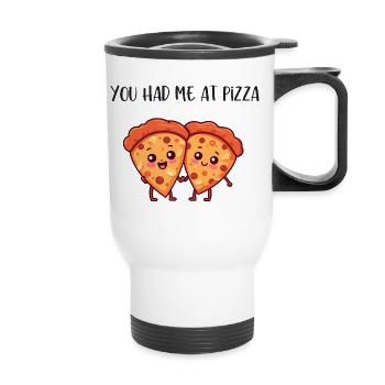 BLK YouHadMeAtPizza - Thermal mug with handle - white - Front