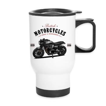 Modern Classic // Custom // Motorcycle - Thermal mug with handle - white - Front