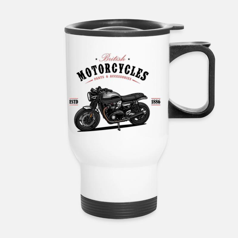 Modern Classic // Custom // Motorcycle - Thermal mug with handle - white