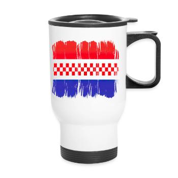Kroatien hrvatska kroatien hrv hr zagreb geteilte Flagge - Thermobecher mit Tragegriff - Weiß - Vorne