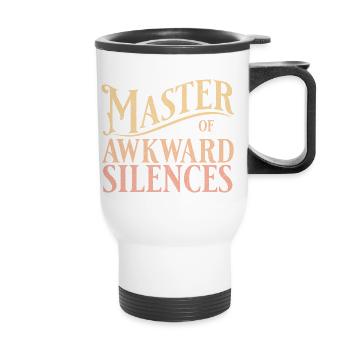 Master of awkward silences in yellow - Thermal mug with handle - white - Front